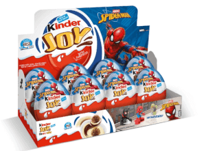 Kinder Joy 20g Spider Man for sale in a pack of 12 eggs